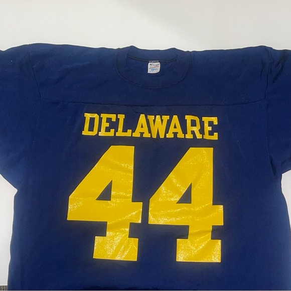 Vintage 70s Champion XL Delaware Football Jersey T-Shirt USA - Picture 3 of 9